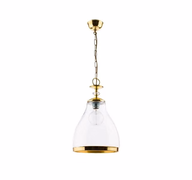 Lampada a sospensione industriale ISLA Jupiter in ottone e vetro trasparente con attacco E27