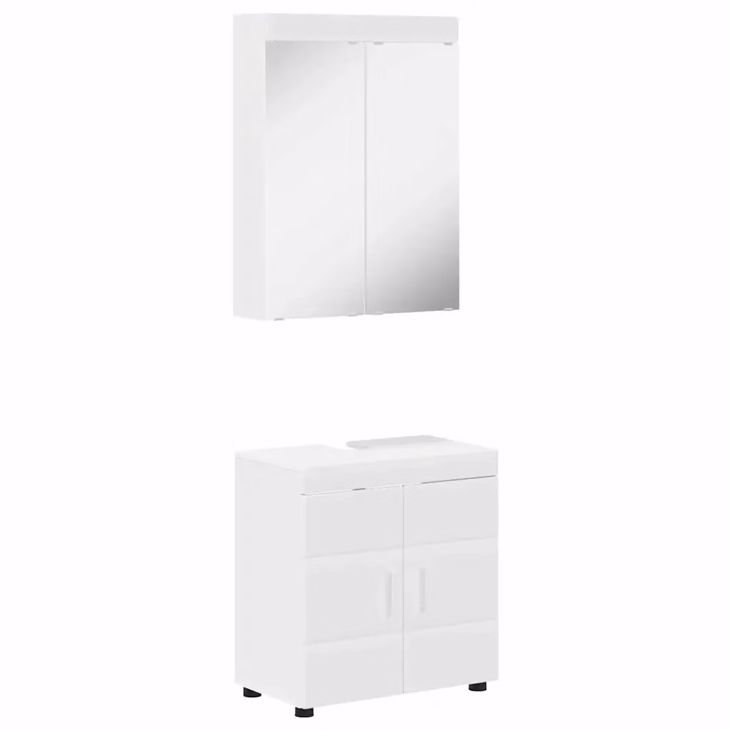 Set di mobili per il bagno vidaXL TULUM composto da mobile lavabo e armadietto con specchio, Bianco, L/P/H: 60 x 34 x 63 cm – 2