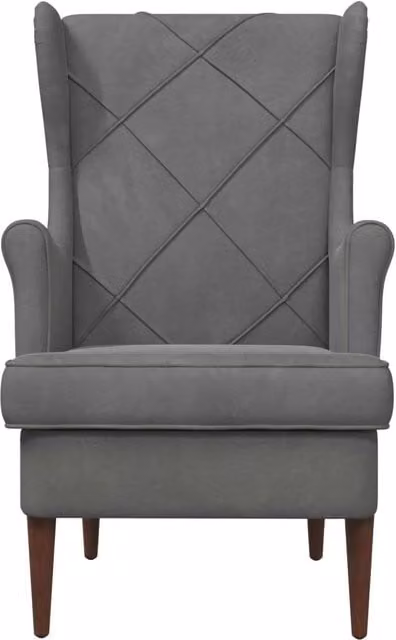 Poltrona Relax Moderna in Velluto Grigio con Braccioli e Struttura in Legno e Metallo