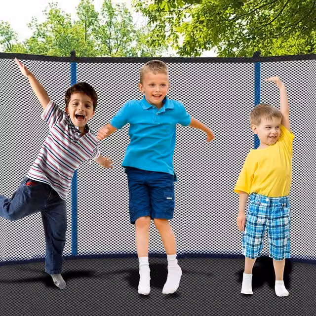 Trampolino REDOM con rete di sicurezza e scala, Blu
