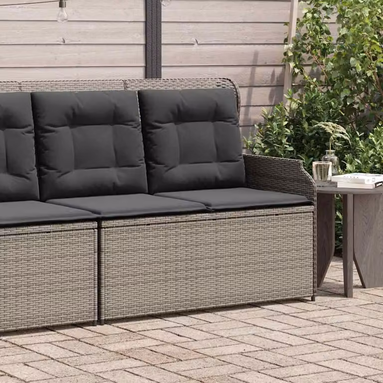 vidaXL Panca Reclinabile da Giardino in Polyrattan e Metallo con Cuscini Grigia