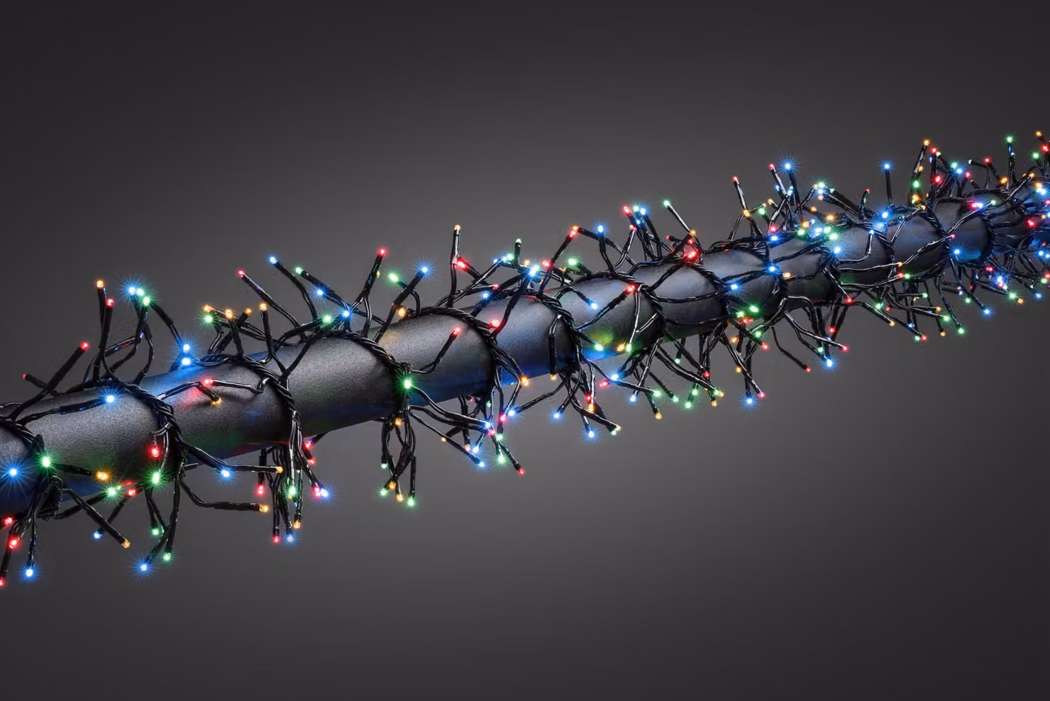 Konstsmide - Catena luminosa a micro LED, con 8 funzioni, unità di controllo e funzione di memoria, 576 diodi colorati, trasformatore da esterno da 36 V, cavo nero - 3861-500