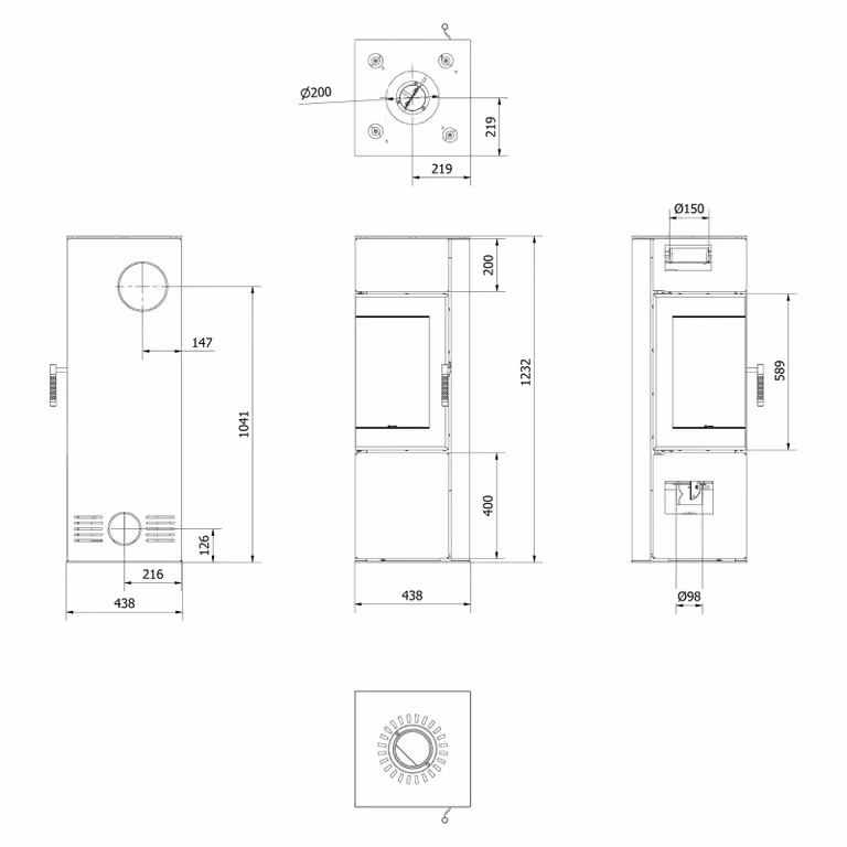 Stufa a legna a libera installazione ILDNORD ODYN 8kW fi 150 Ecodesign per la legna