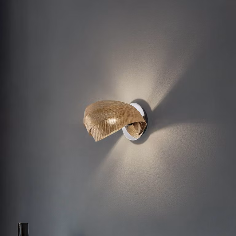 Applique da parete Vento Domiluce, dimmerabile, Ottone / Oro, Soggiorno / Sala da pranzo, Metallo, Moderno, Applique