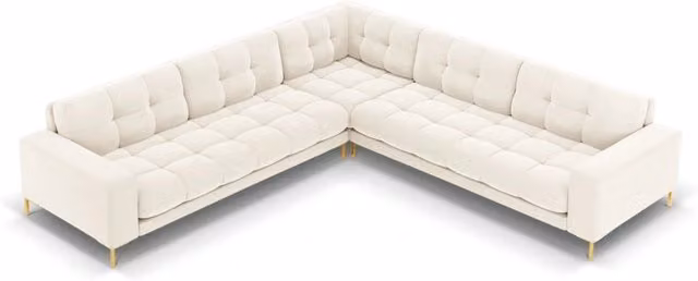 Divano angolare reversibile Bali Cosmopolitan Design in velluto beige chiaro per 6 persone L 256 cm x P 93 cm x H 75 cm