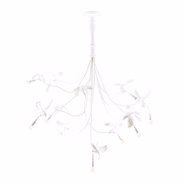 Lampadario a sospensione Seletti Sparrow in metallo bianco con luce LED inclusa