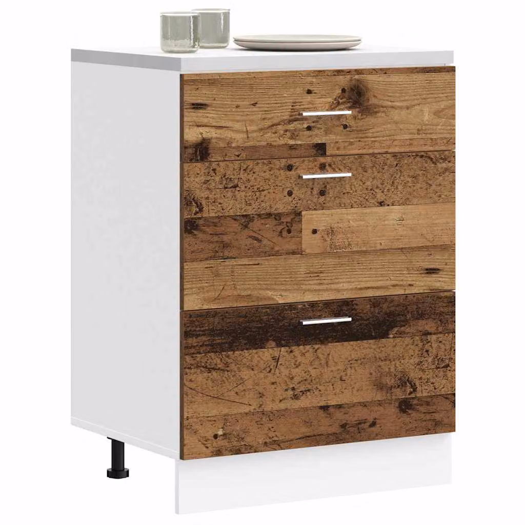 Base da cucina vidaXL Lyon moderna in legno multistrato e MDF, colori marrone e bianco, L: 46 cm, P: 60 cm, H: 81,5 cm