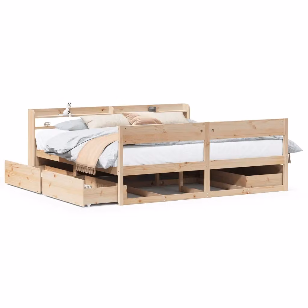 Letto in legno massello di pino rustico vidaXL senza materasso L/P/H: 200 x 200 x 82 cm – 2