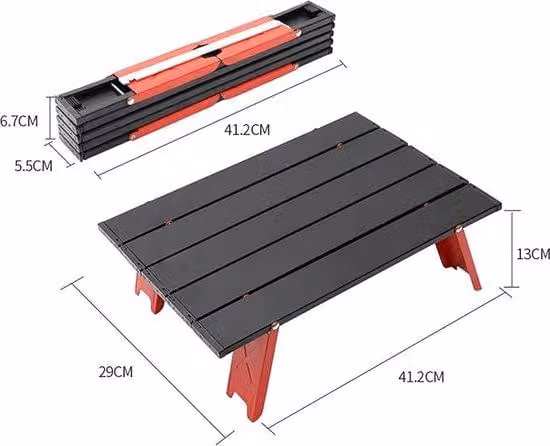 Tavolo da picnic pieghevole in alluminio, tavolo da balcone, 29 x 41,2 x 13 cm