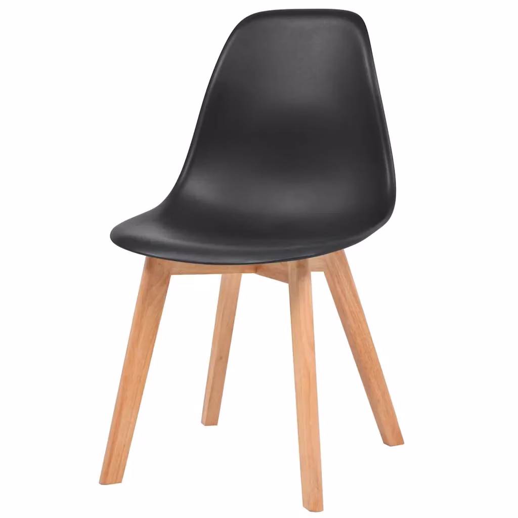 Set di 4 sedie da pranzo moderne vidaXL in plastica e legno nere opache – 2
