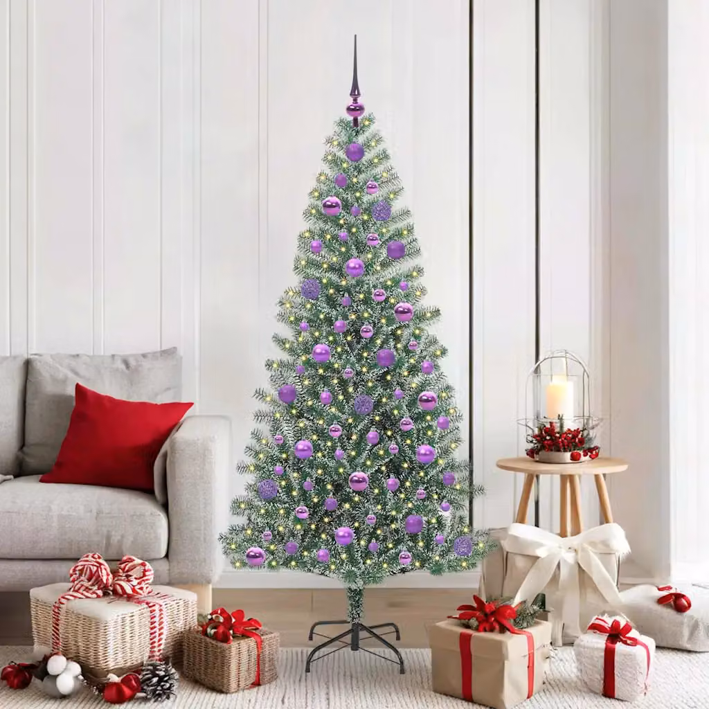 vidaXL Albero di Natale Artificiale Imbiancato con Luci LED 180 cm