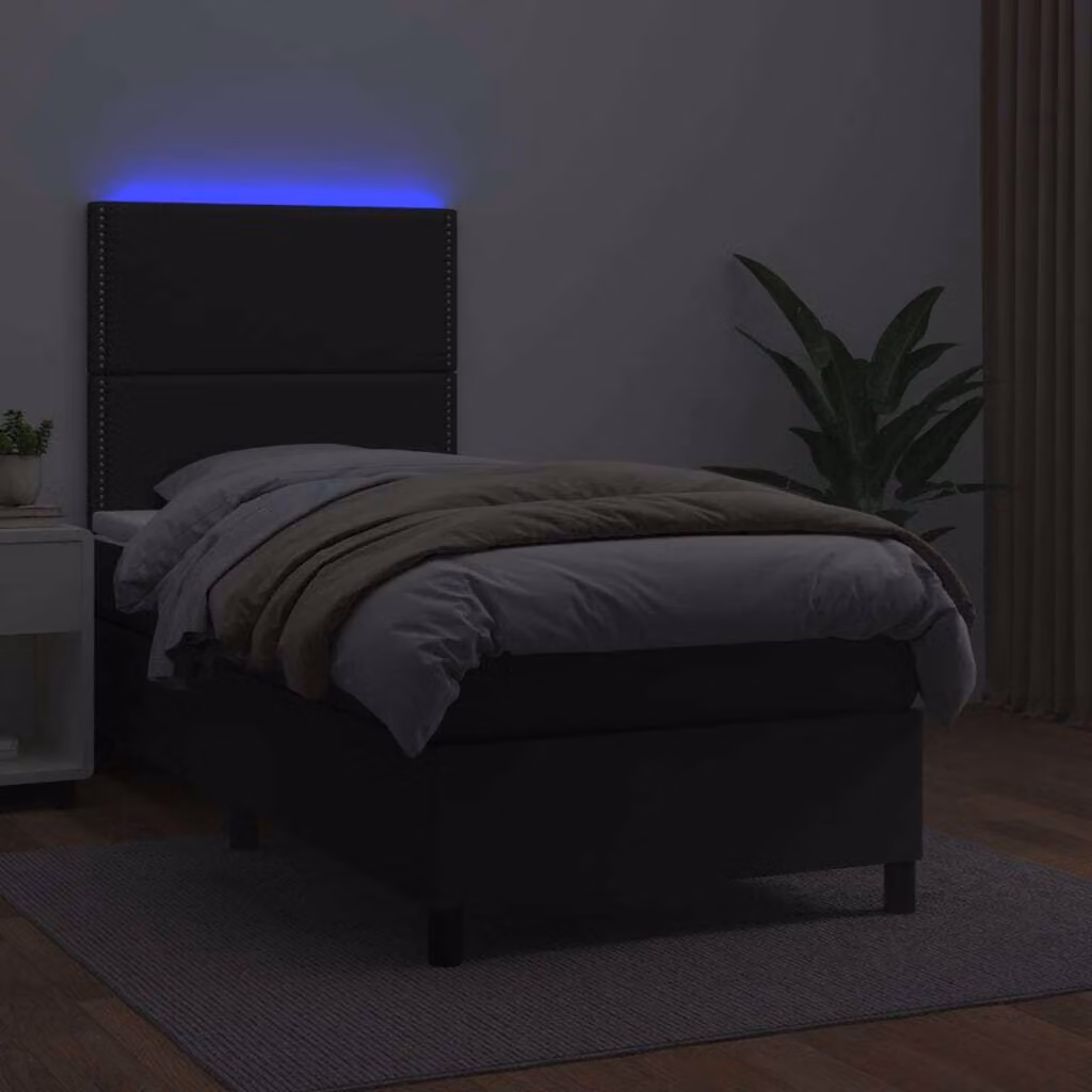 Maison Exclusive - Giroletto a Molle con Materasso e LED Nero 90x200 cm Pelle finta
