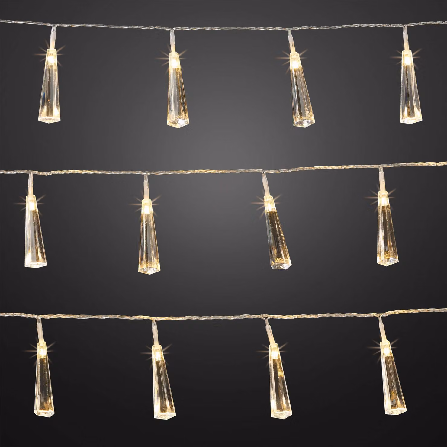 Catena luminosa a LED, mele di cristallo, 24 LED bianco caldo, 230 cm