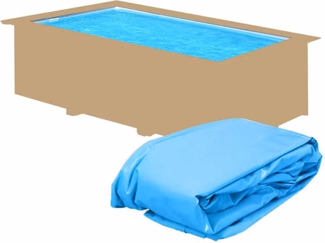 Liner di ricambio BSVILLAGE in PVC azzurro per piscina in legno rettangolare L: 8,00 m, P: 4,00 m, H: 1,46 m, spessore 0,75 mm