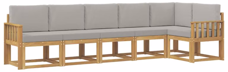 Set di divani da esterno, 6 pezzi, bianco e grigio chiaro
