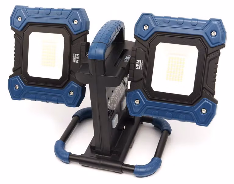 Lampada da cantiere a LED HBM, regolabile, 2 x 30 Watt, 2 x 5650 lumen, 6500 K