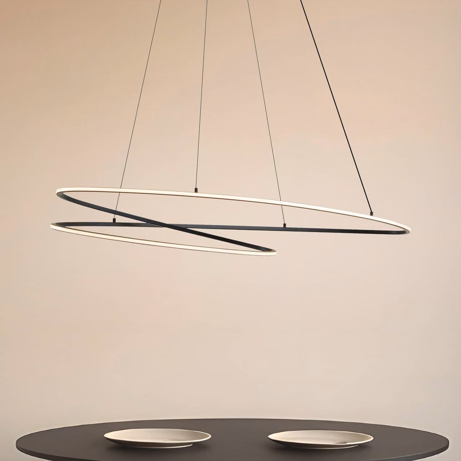 Lucande Lampada LED a sospensione Gavril, 100 cm, nera, dimmerabile Gavril Lucande,, Nero, Soggiorno / Sala da pranzo, Metallo, Moderno