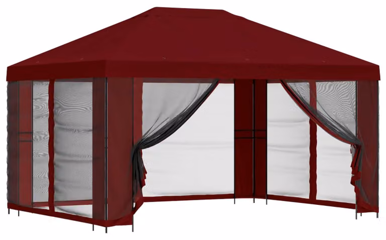 Gazebo da giardino con pareti laterali 4 × 3 m Borgogna