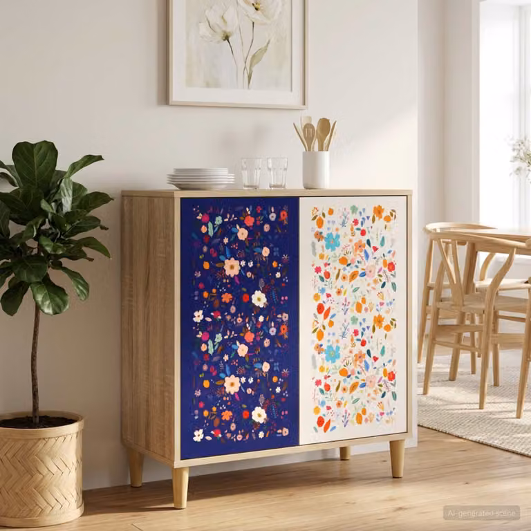 Credenza moderna vidaXL MAINZ in legno ingegnerizzato, colore marrone multicolore, L 69 cm x P 33 cm x H 75 cm