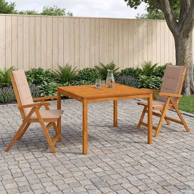 Set da Pranzo per Giardino Naturale Legno di Acacia Massello 3434611