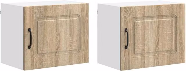Set di 2 pensili moderni da cucina e soggiorno HELLOSHOP26 in legno composito marrone con ante a battente L/P/H: 50 x 31 x 40 cm
