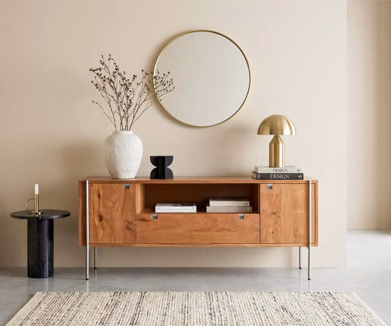 DELIFE Credenza Rivoro 175 cm Acacia naturale 2 ante 1 cassetto 1 ripiano