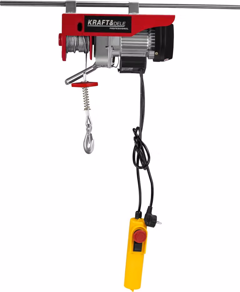 KRAFT&DELE | Verricello elettrico, 230 V, 650 W, 150/300 kg, verricello motorizzato a fune, paranco con motore in rame, paranco con telecomando a cavo, paranco a fune, paranco a catena