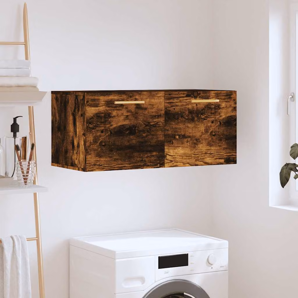 vidaXL Mobile a Parete Rovere Fumo 80x36,5x35 cm in Legno Multistrato