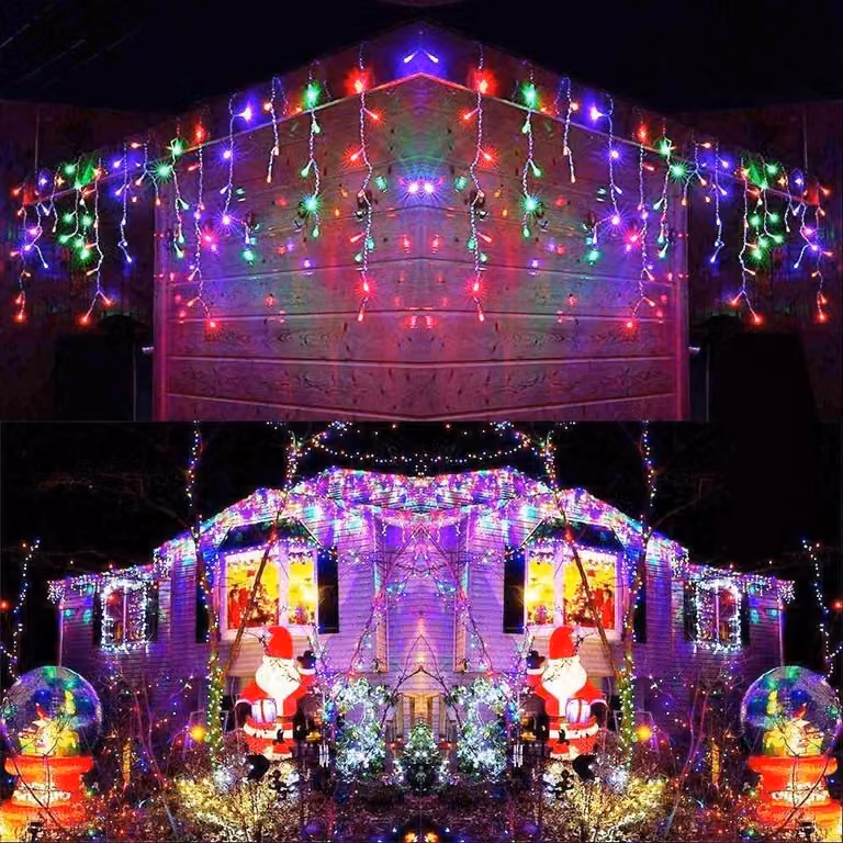 Catena luminosa a forma di fiocchi di neve, 240 LED, 5 metri, 8 modalità, timer, grado di protezione IP44