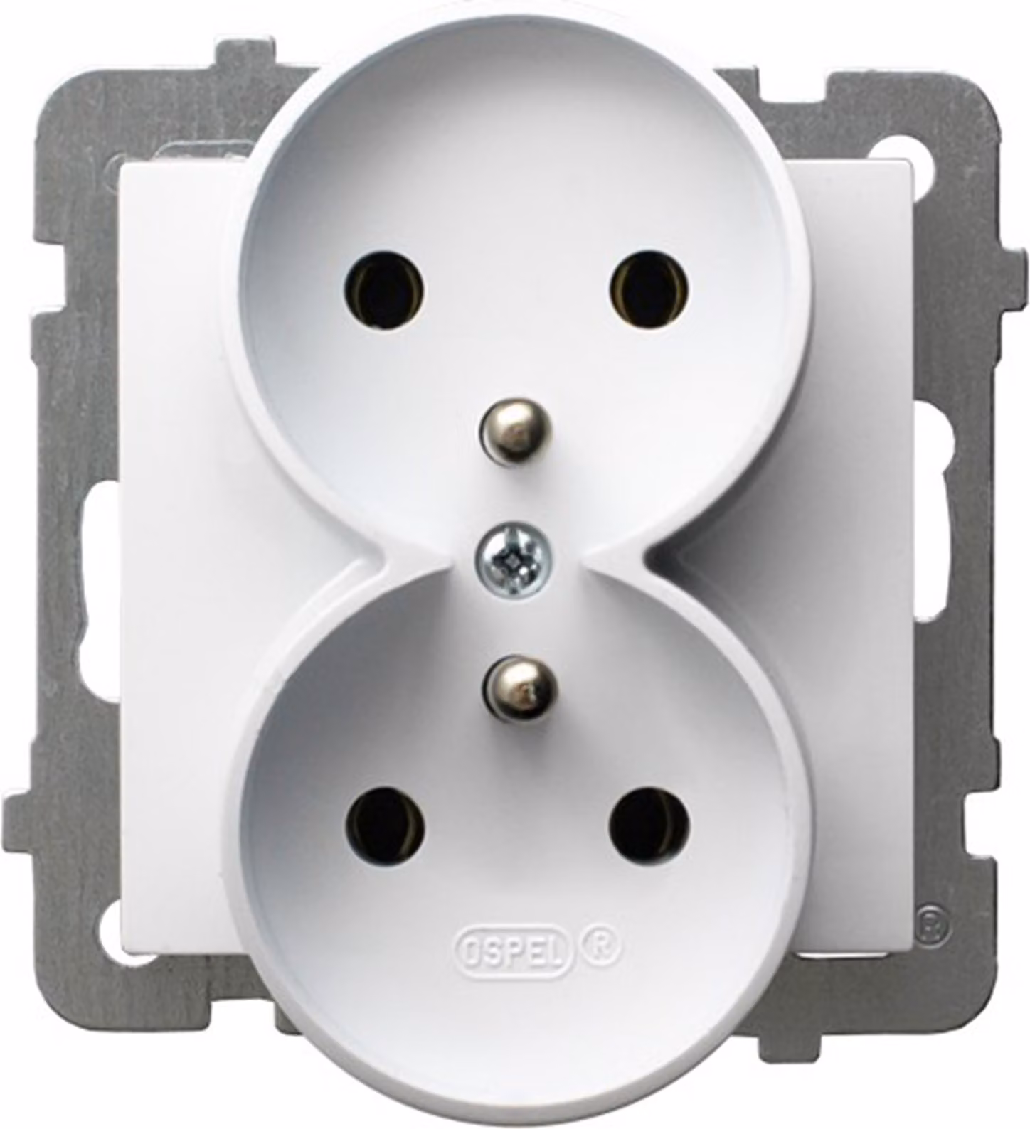 AS GP-2GRZ/m/00 presa doppia con messa a terra Bianco OSPEL
