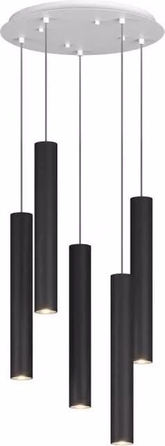 Lampadario Tondo Industrial-Minimal Xeana Metallo Bianco Nero 5 Luci Gu10