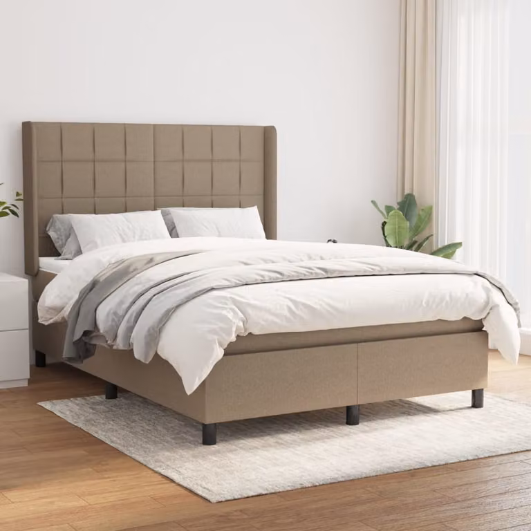 vidaXL Letto boxspring con materasso Taupe 140x190 cm in tessuto - Boxspring bed - Boxspringbetten - Bett - Schlafzimmermöbel