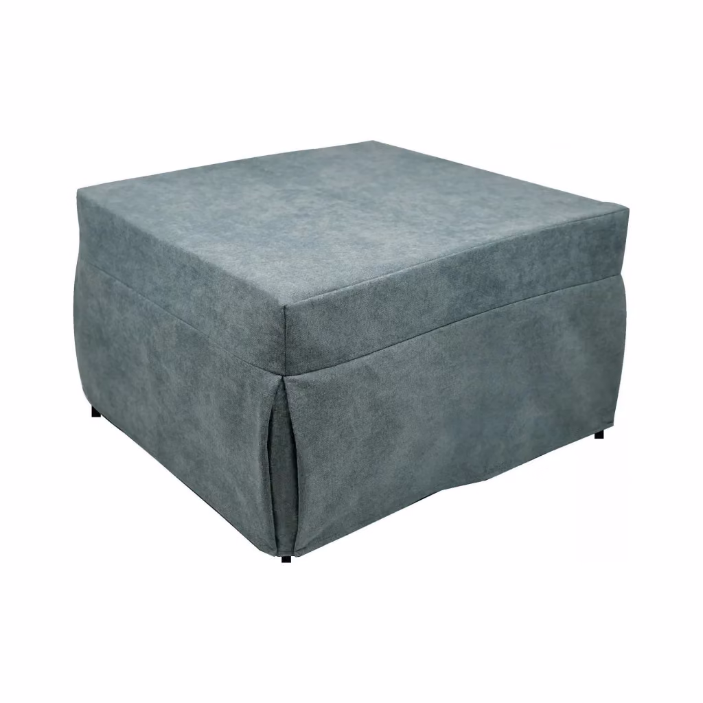 Pouf trasformabile in letto Arno di Talamo Italia, modello salvaspazio in tessuto azzurro con rivestimento sfoderabile, L/P/H: 78 x 78 x 45 cm – 2