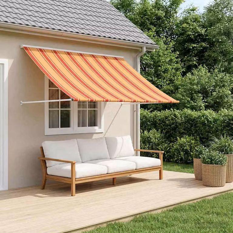 Tenda da Sole Multicolore vidaXL con Bracci Pieghevoli in Acciaio e Poliestere L: 400 cm, P: 150 cm
