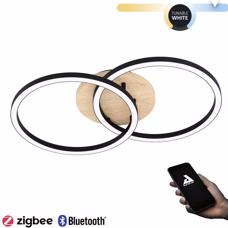EGLO Lomaltas-Z, 4 lampadine, LED, 4400 lm, IP20, nero, marrone, bianco