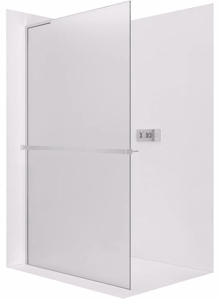 Pannello doccia angolare Walk-in Onyx, colonna sinistra - 8 mm + ripiano/portasciugamani - cromo, vetro satinato - 80x200 cm