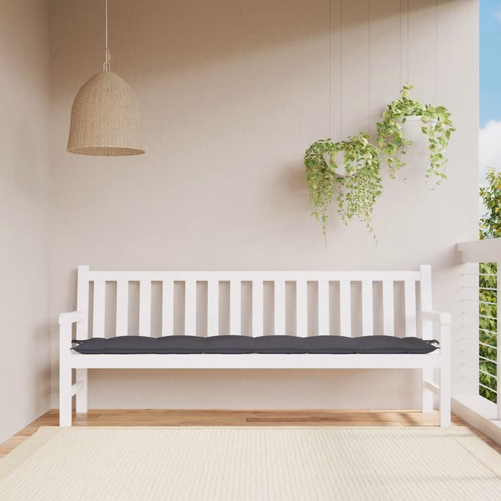 vidaXL Cuscino per Panca Antracite in Tessuto Oxford Idrorepellente e Traspirante L/P/H: 200 x 50 x 7 cm