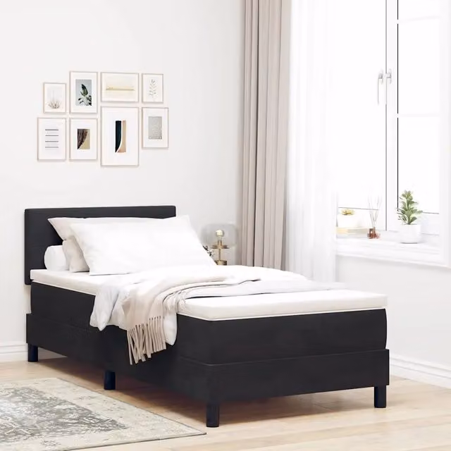 Letto a molle con testiera vidaXL in velluto nero L/P/H: 200 x 80 x 83 cm