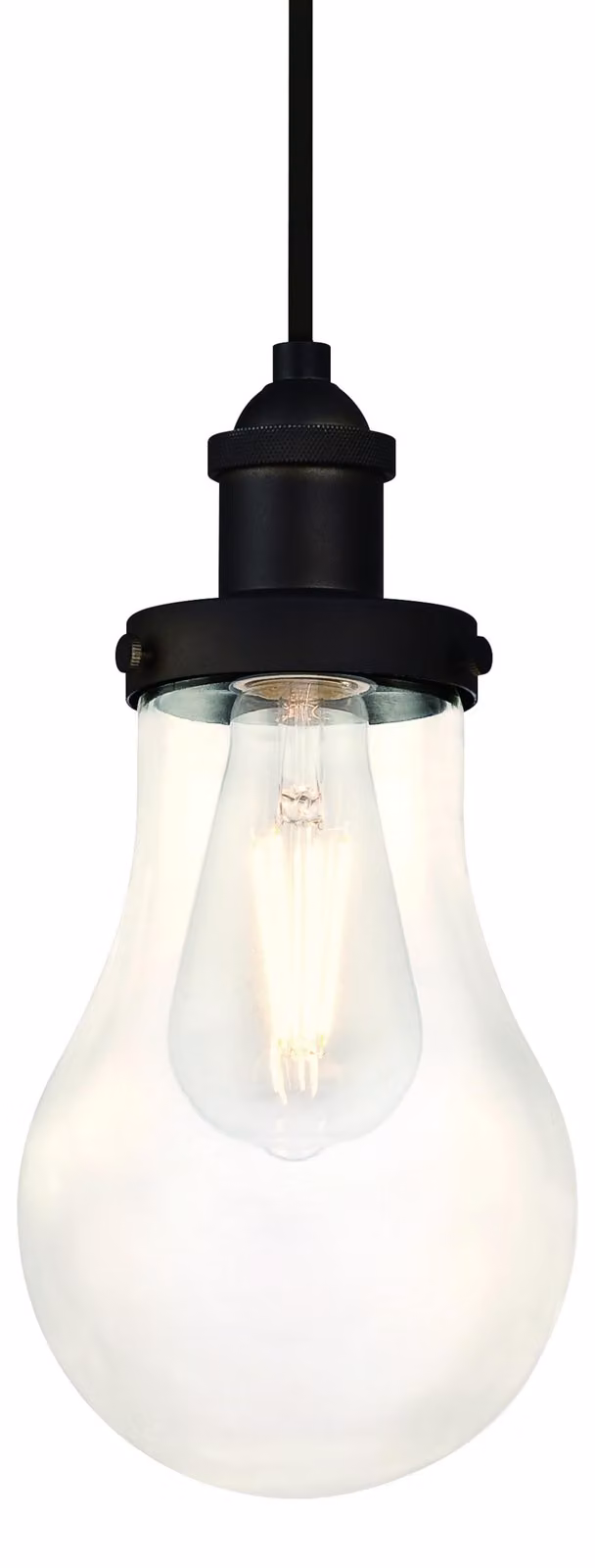 Lampadina a sospensione Bronzo sfregato a olio e vetro trasparente con 1 sorgente luminosa