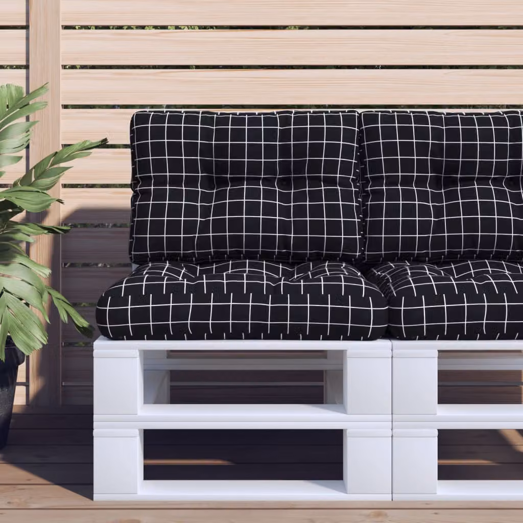vidaXL Set di 2 Cuscini per Pallet Rettangolari in Poliestere Multicolore e Nero, Idrorepellenti e Resistenti ai Raggi UV