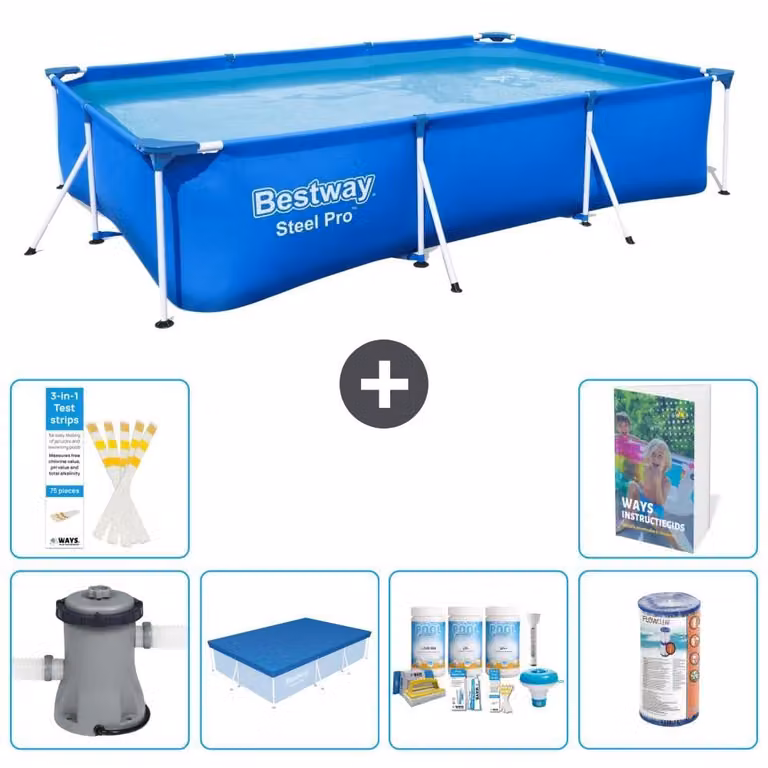 Bestway Steel Pro, piscina rettangolare - 300x201x66 cm - 5 pezzi, modello S208