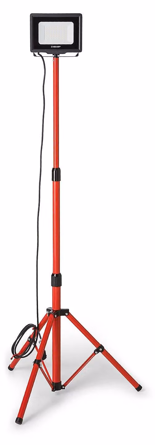 Faretto LED da cantiere da 50W, grado di protezione IP65, luce bianca fredda, 4000 lumen, con stativo e cavo da 3 metri
