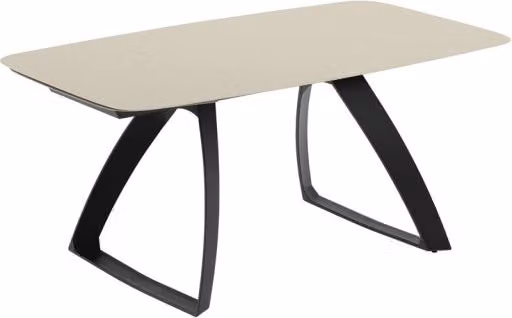 Tavolo allungabile Stones in ceramica color sabbia con struttura in alluminio nero opaco L/P/H: 180-240 x 90 x 76 cm