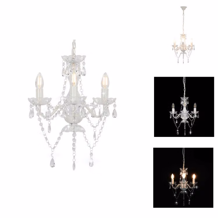 vidaXL Lampadario con perle bianche rotonde 3×E14 - Lampade
