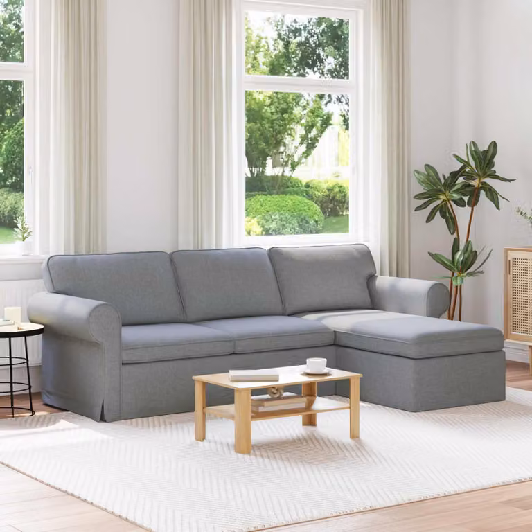vidaXL Divano ad angolo moderno in tessuto grigio e nero L/P/H: 245 x 138 x 80 cm