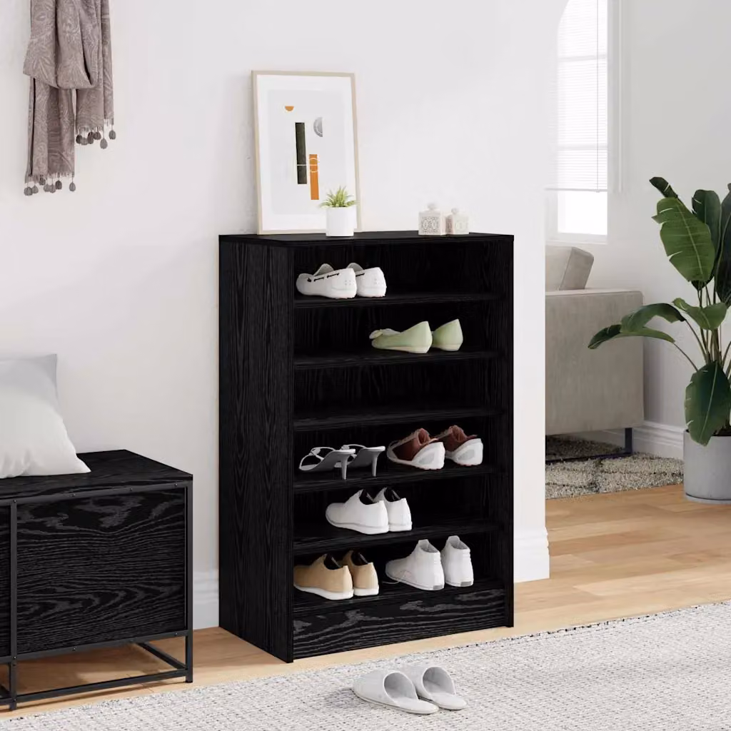 Mobile porta scarpe moderno vidaXL in legno nero L 60 cm x P 35 cm x H 92 cm