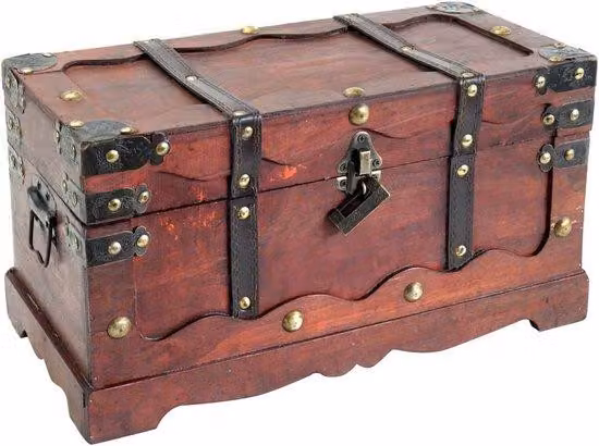 Scatola di legno con serratura - 40 x 19 x 22 cm - Grande - Francia - Stile vintage