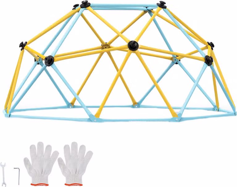 Cupola di arrampicata alta 1,80 m centro giochi a cupola geometrica per bambini da 3 a 9 anni, struttura di arrampicata con capacità di carico di 272 kg, con maniglia di arrampicata, attrezzatura da giardino per il giardino di casa
