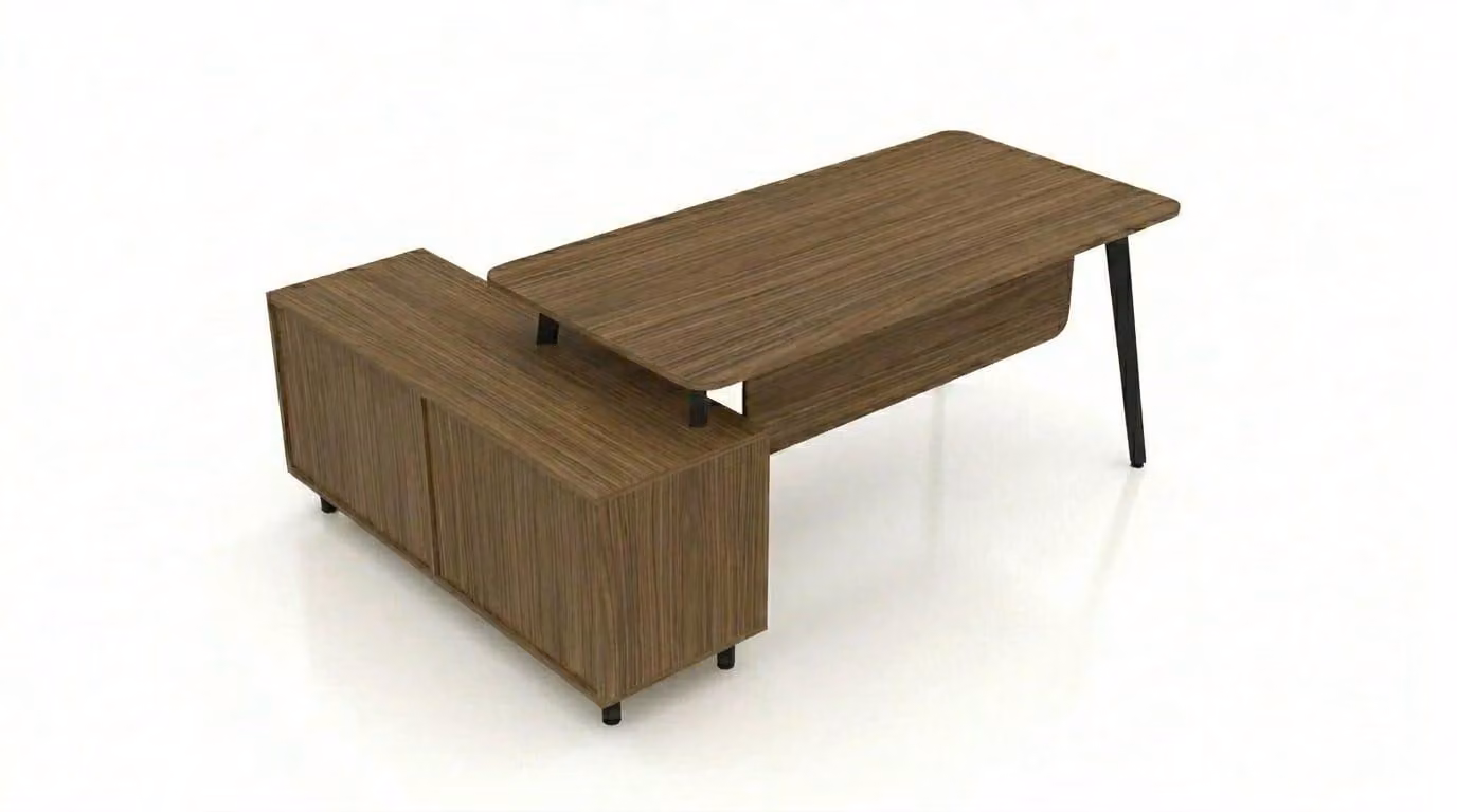 Scrivania con spazio contenitivo, mobiletto, legno, design, scrivania da ufficio moderna
