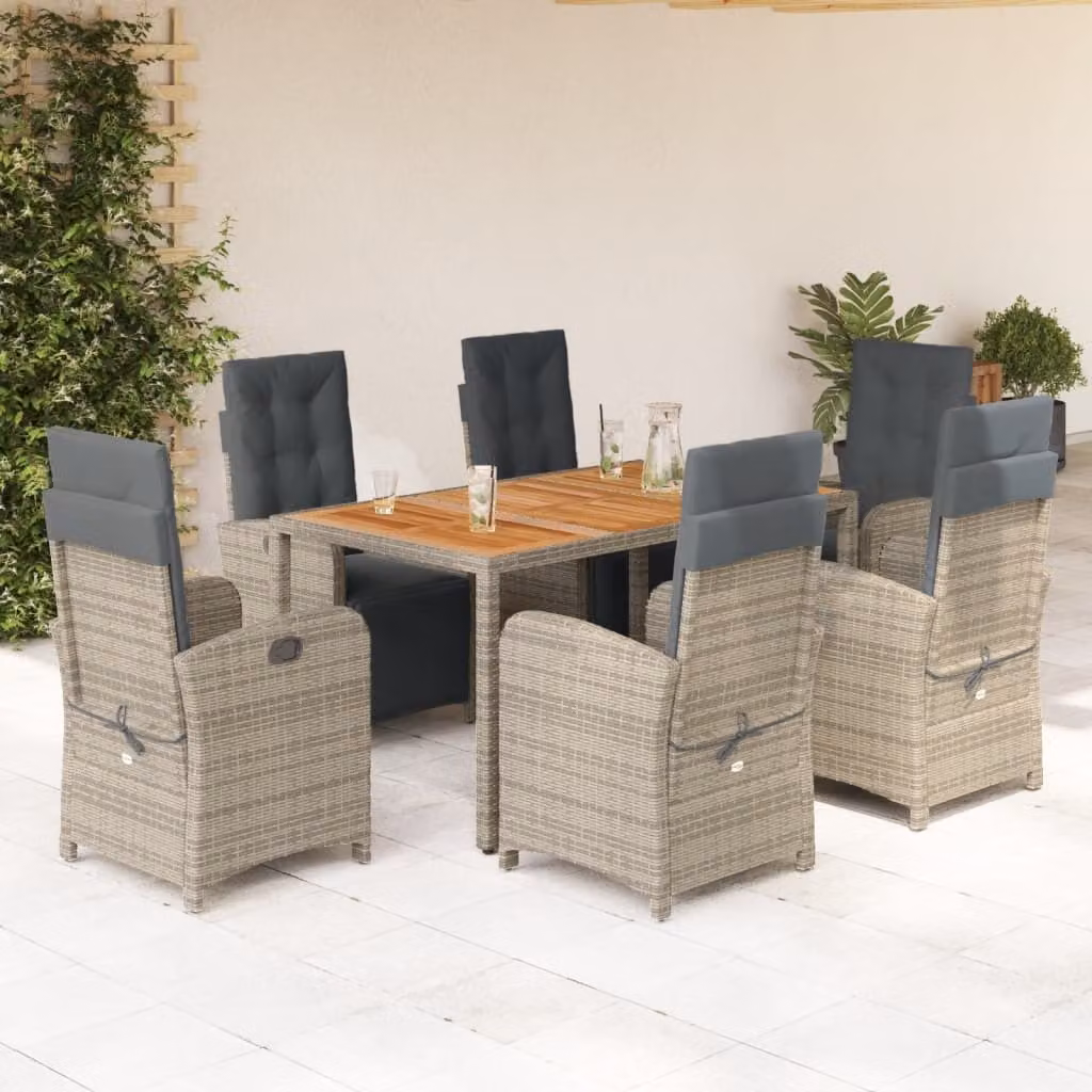 Maison Exclusive - Set da pranzo da giardino 7 pezzi con cuscini grigio in polyrattan